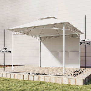 10' x 10' Patio Gazebo, Double Roof Outdoor Gazebo Canopy Shelter with Storage, Hook, Metal Frame, Dark Grey – view 9