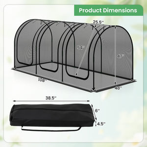 Tunnel Crop Cage Large Portable Plant Protection Tent with 3 Roll-up Zippered Doors view 5