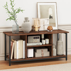 TV Stand Entertainment Center with Open Storage Shelves and Power Outlets to 50 Inches-Rustic Brown view 3