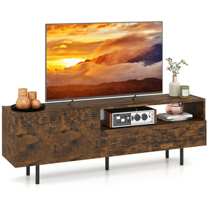 TV Stand for TVs up to 70 inches with Storage Cabinet and Raised Metal Legs-Rustic Brown view 4
