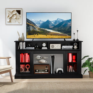 TV Stand with LED Lights and Remote Control-Black view 2