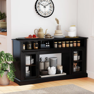 TV Stand with LED Lights and Remote Control-Black view 3