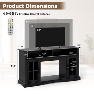 TV Stand with LED Lights and Remote Control-Black view 4