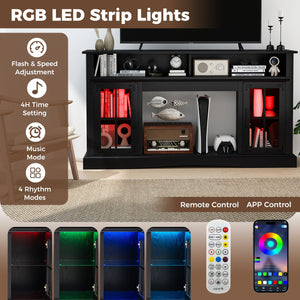 TV Stand with LED Lights and Remote Control-Black view 5