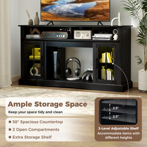 TV Stand with LED Lights and Remote Control-Black view 6