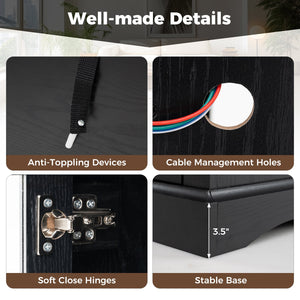 TV Stand with LED Lights and Remote Control-Black view 9