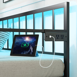 Twin Daybed with Charging Station and LED Lights-Black view 8