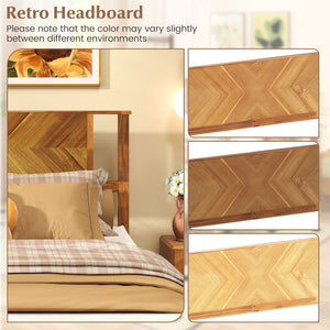 Twin/Full/Queen Size Bed Frame Mid-Century Acacia Wood Platform Bed with Headboard-Full Size view 9