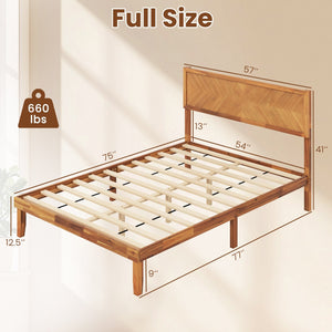 Twin/Full/Queen Size Bed Frame with Headboard and Storage Space-Full Size view 4