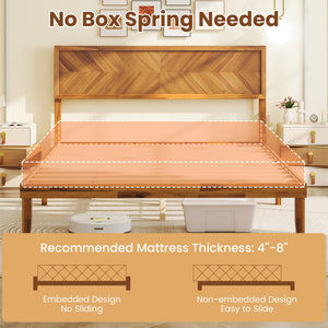 Twin/Full/Queen Size Bed Frame with Headboard and Storage Space-Queen Size view 9