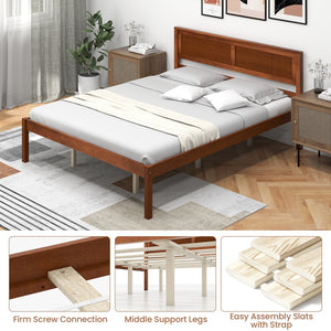 Twin/Full/Queen Size Bed Frame with Wooden Headboard and Slat Support-Queen Size view 9
