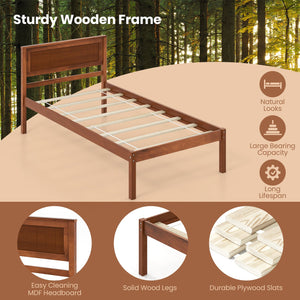 Twin/Full/Queen Size Bed Frame with Wooden Headboard and Slat Support-Twin Size view 7
