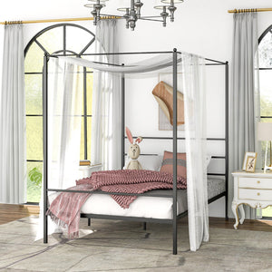 Twin/Full/Queen Size Metal Canopy Bed Frame with Slat Support-Full Size view 5
