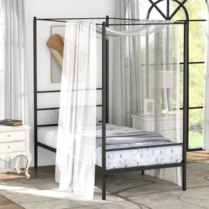 Twin/Full/Queen Size Metal Canopy Bed Frame with Slat Support-Twin Size view 2
