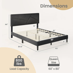 Twin/Full/Queen Size Upholstered Platform Bed Frame with High Headboard-Queen Size view 4