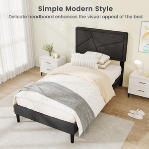 Twin/Full/Queen Size Upholstered Platform Bed Frame with High Headboard-Twin view 9