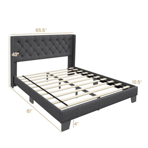 Twin/Full/Queen Size Upholstered Platform Bed with Button Tufted Headboard-Queen Size view 4