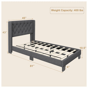 Twin/Full/Queen Size Upholstered Platform Bed with Button Tufted Headboard-Twin Size view 5