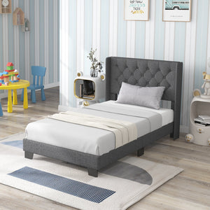Twin/Full/Queen Size Upholstered Platform Bed with Button Tufted Headboard-Twin Size view 8