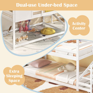 Twin House Bed with Stairs and Roof for Kids-White view 9