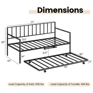 Twin Size Daybed and Trundle Frame Set Trundle Bedframe view 5