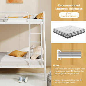 Twin Over Full Bunk Bed with Ladder and Full-length Guardrails-White view 8