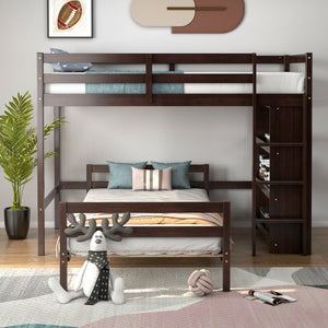 Twin Over Twin Loft Bunk Bed with Bookcase-Espresso view 6