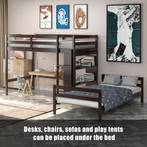 Twin Over Twin Loft Bunk Bed with Bookcase-Espresso view 7
