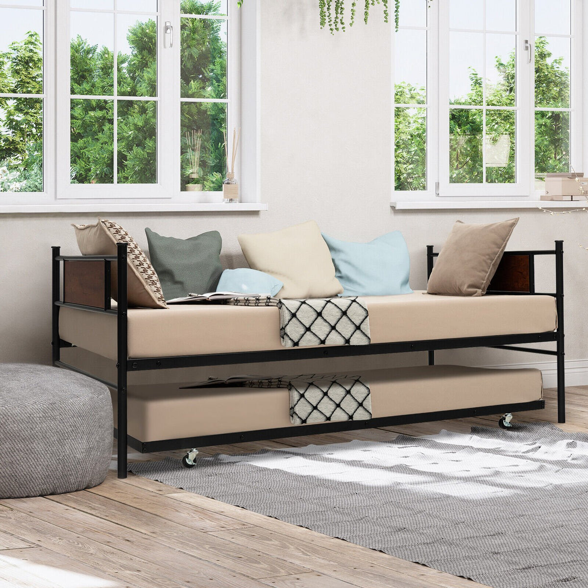 Twin Size 2-In-1 Daybed Frame with Pullout Trundle view 2