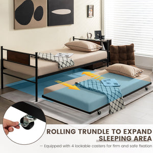 Twin Size 2-In-1 Daybed Frame with Pullout Trundle view 6