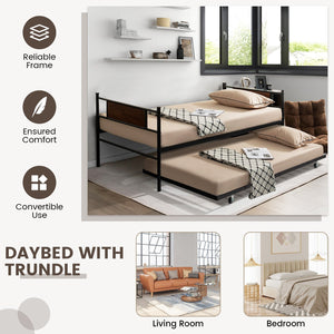 Twin Size 2-In-1 Daybed Frame with Pullout Trundle view 7
