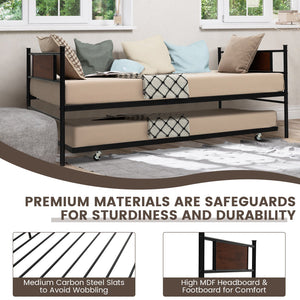Twin Size 2-In-1 Daybed Frame with Pullout Trundle view 8