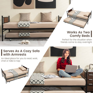 Twin Size 2-In-1 Daybed Frame with Pullout Trundle view 9