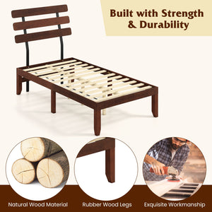 Twin Size Bed Frame 15.5 Inch Solid Wood Platform Bed with Retro Headboard view 7