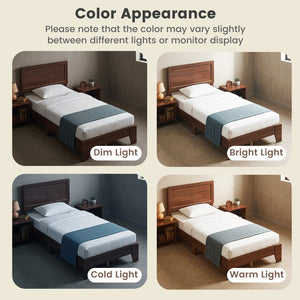 Twin Size Bed Frame with Headboard for Small Room No Box Spring Needed-Walnut view 9