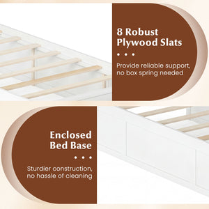 Twin Size Bed Frame with Storage Drawers and Headboard-White view 6