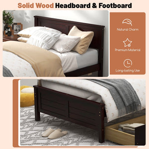 Twin Size Bed Frame with Storage Drawers-Espresso view 6