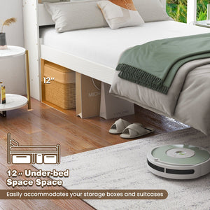 Twin Size Bed Frame with Storage Headboard and Charging Station-White view 7