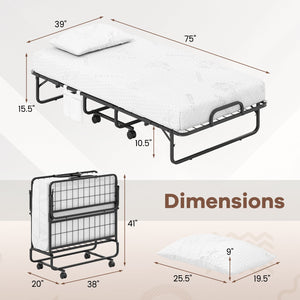 Twin Size Folding Bed with 5 Inch Mattress view 4