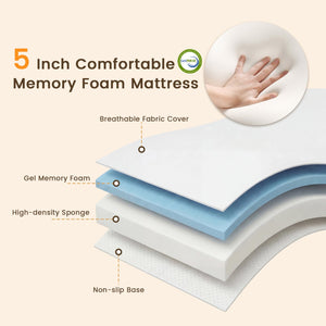 Twin Size Folding Bed with 5-inch Mattress and Metal Frame for Apartment view 7