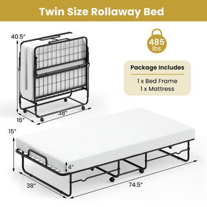 Twin Size Folding Bed with Memory Foam Mattress and Heavy-duty Metal Frame view 4