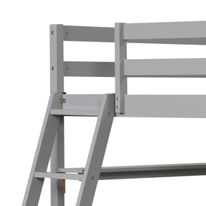 Twin Size Loft Bed with Desk and Bookshelves for Kids and Teens-Gray view 7