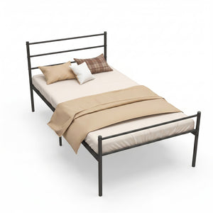 Twin Size Metal Bed Frame Platform with Headboard-Black view 4