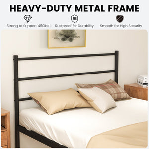Twin Size Metal Bed Frame Platform with Headboard-Black view 7