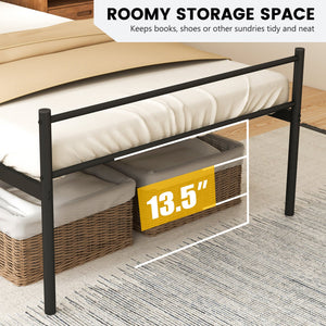 Twin Size Metal Bed Frame Platform with Headboard-Black view 8