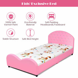 Twin Size Upholstered Platform Toddler Bed with Wood Support view 8
