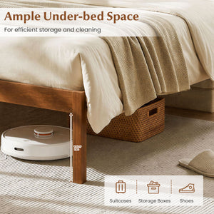 Twin Size Wooden Platform Bed Frame with Curved Headboard-Walnut view 7