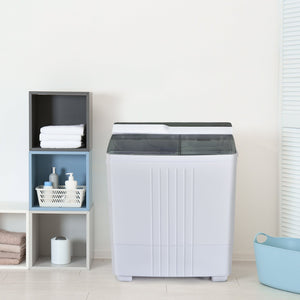 Twin Tub Portable Washing Machine with Timer Control and Drain Pump for Apartment-Gray view 6