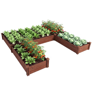 U-Shaped Wooden Garden Raised Bed for Backyard and Patio-Rustic Brown view 9