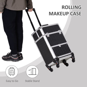Portable Aluminum Makeup Train Cases, Rolling Makeup Case – view 4